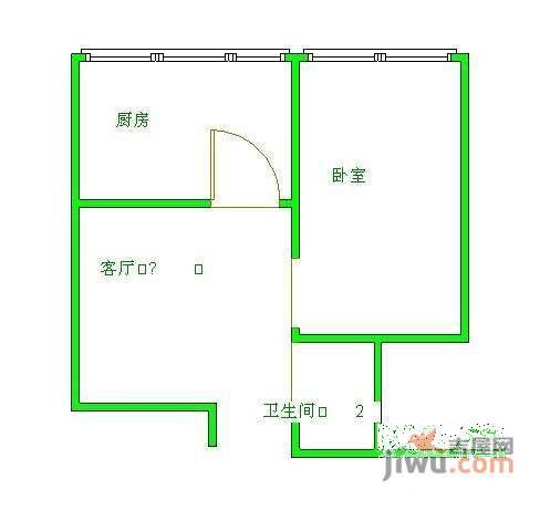 南湖渠西里1室1厅1卫48㎡户型图