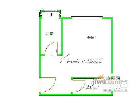 炫彩嘉轩1室0厅1卫50㎡户型图