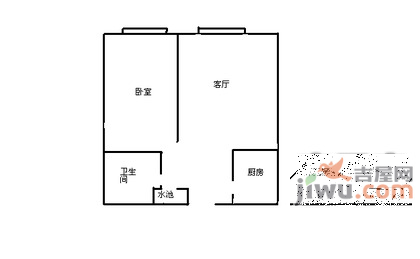 炫彩嘉轩1室1厅1卫61㎡户型图