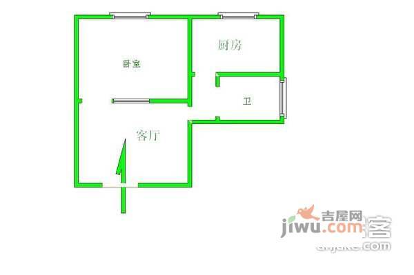 社科院太阳宫小区1室1厅1卫38㎡户型图