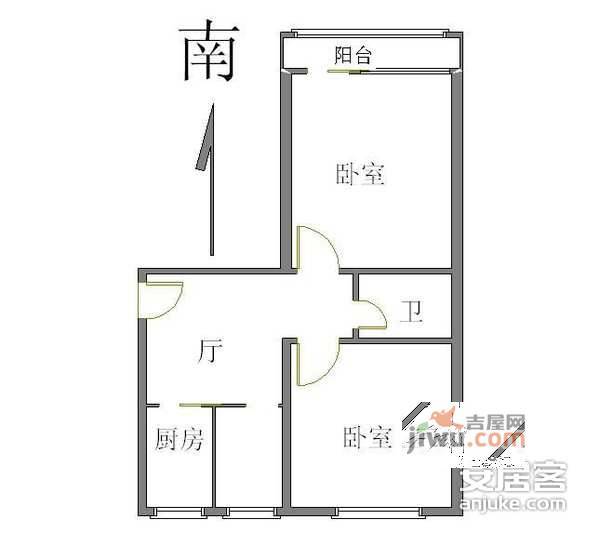 三源里北小街2室1厅1卫65㎡户型图