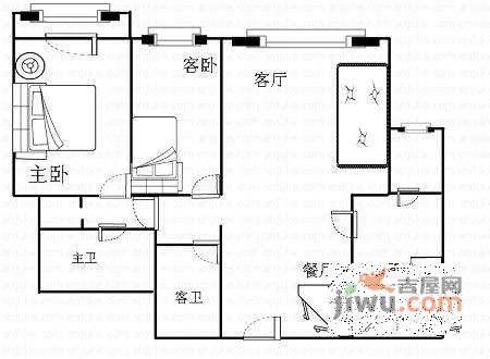 和泰园2室2厅2卫113㎡户型图