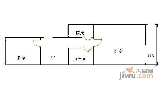 左家庄西街5号院2室1厅1卫户型图