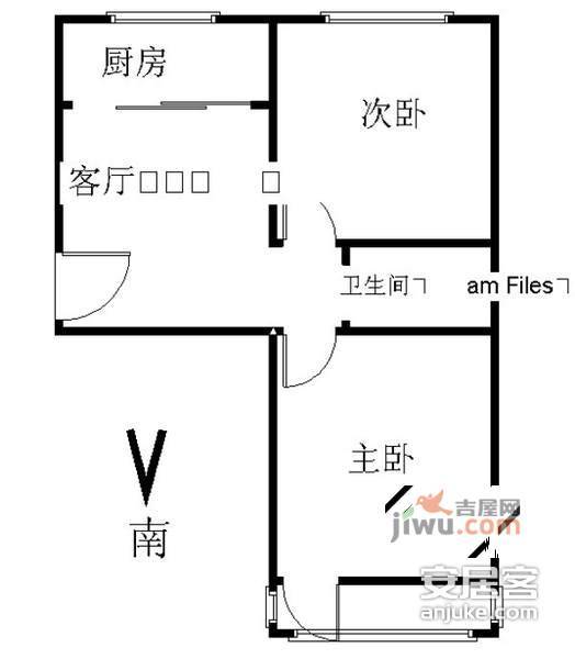 左家庄南里2室1厅1卫66㎡户型图