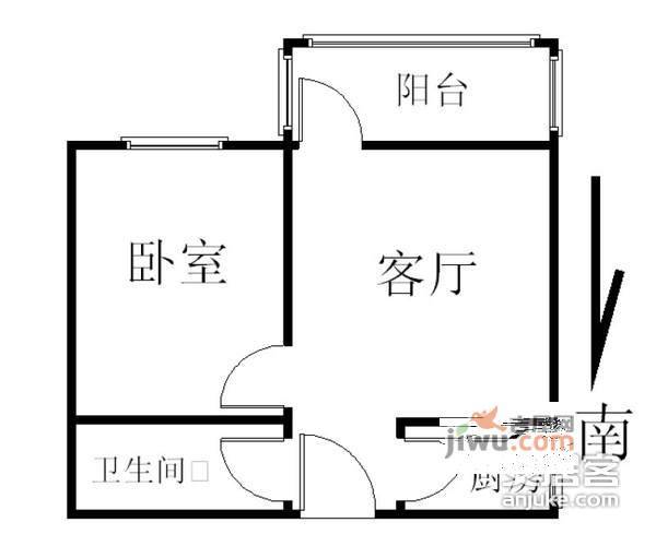 左家庄南里1室1厅1卫45㎡户型图