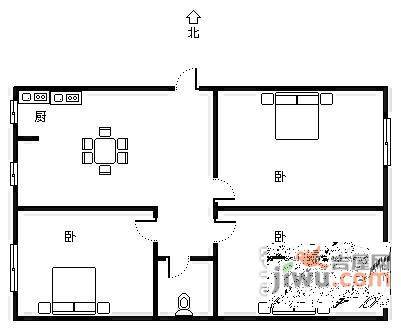 团结湖北一条2室1厅1卫户型图