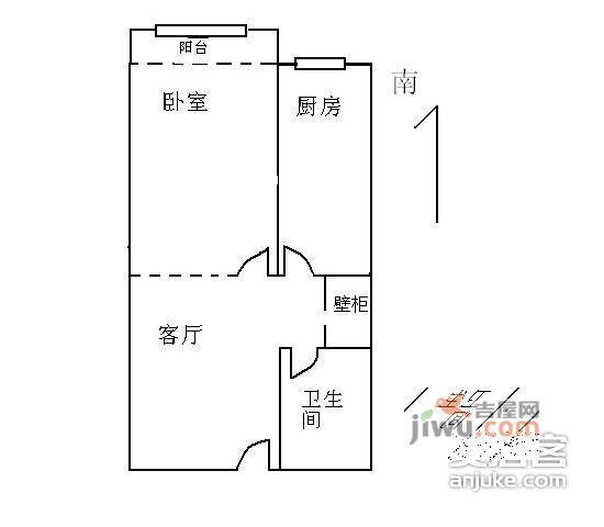 呼家楼北里1室1厅1卫41㎡户型图