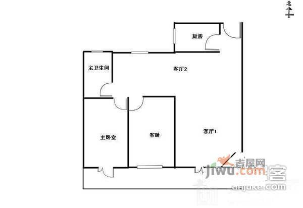 碧湖居2室2厅1卫101㎡户型图