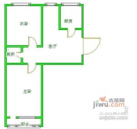 碧湖居1室2厅1卫62㎡户型图