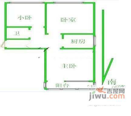 团结湖北二条3室1厅1卫88㎡户型图