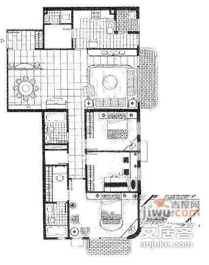 京达国际公寓3室2厅2卫200㎡户型图