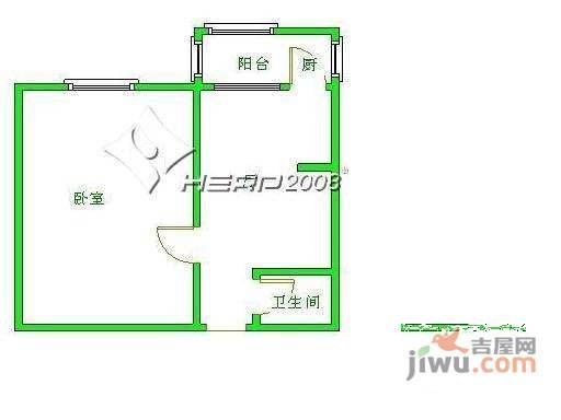 团结湖南里1室1厅1卫户型图