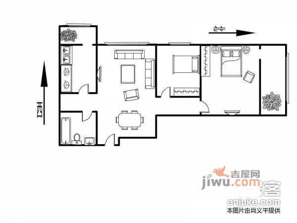 锦湖园公寓2室1厅1卫99㎡户型图