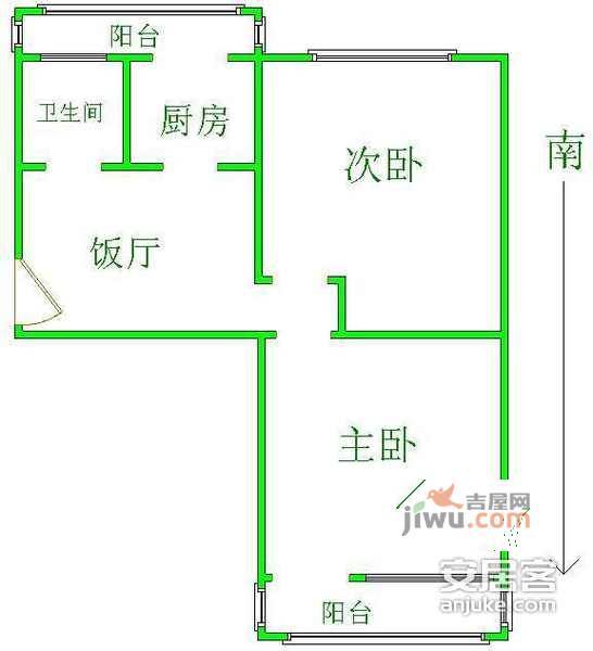 农展南里社区2室1厅1卫68㎡户型图