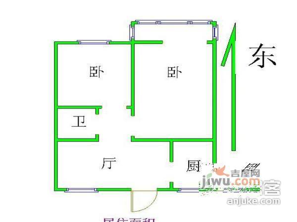 白家庄东里2室1厅1卫75㎡户型图