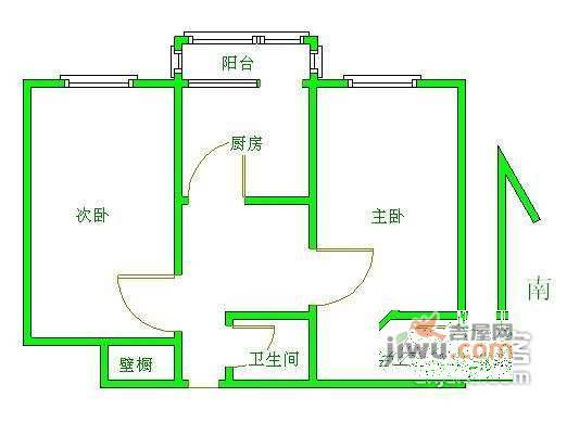 水碓子东路2室1厅1卫63㎡户型图