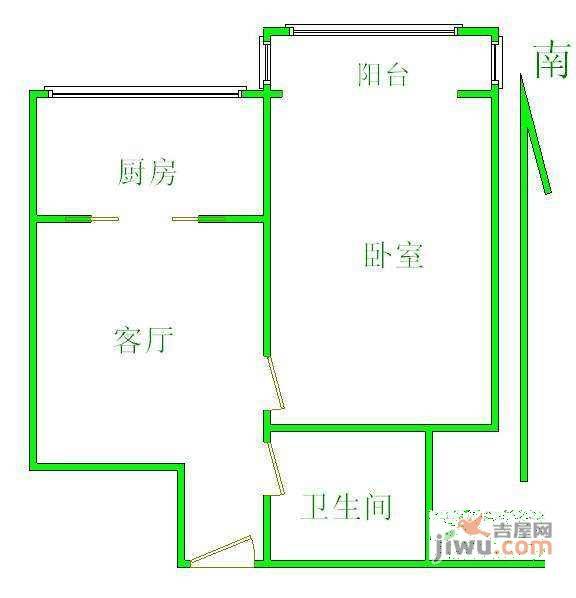 水碓子东路1室1厅1卫55㎡户型图