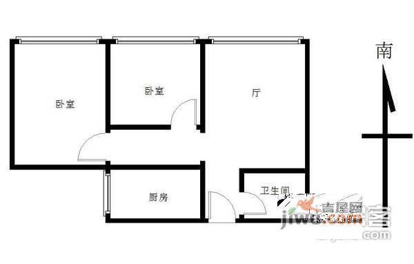 团结湖东里2室1厅1卫90㎡户型图