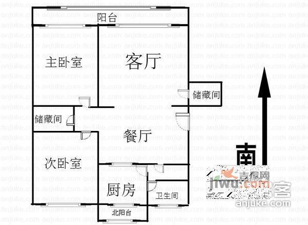 四合新村2室2厅1卫110㎡户型图