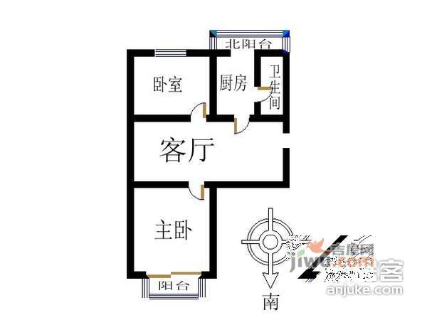 北环里55号2室1厅1卫90㎡户型图