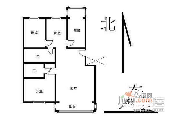 瑞明路小区3室2厅2卫户型图