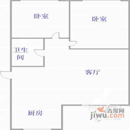 郝庄家园北区2室2厅1卫77㎡户型图