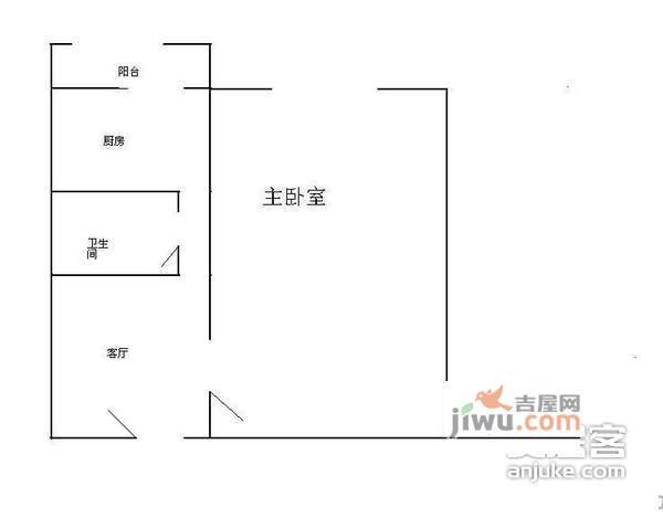 润杰大厦1室1厅1卫54㎡户型图