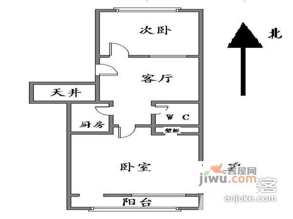 润杰大厦2室1厅1卫36㎡户型图