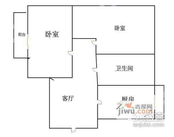 马池口2室1厅1卫120㎡户型图