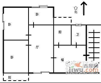 建安里小区3室2厅1卫135㎡户型图