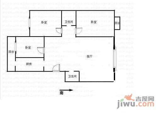 宁馨苑3室1厅2卫141㎡户型图