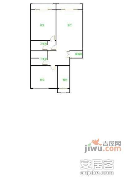 拓然家苑3室2厅2卫138㎡户型图