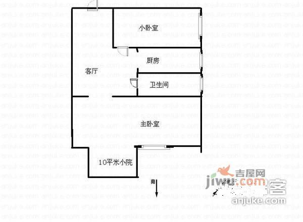 石坊院小区2室1厅1卫81㎡户型图