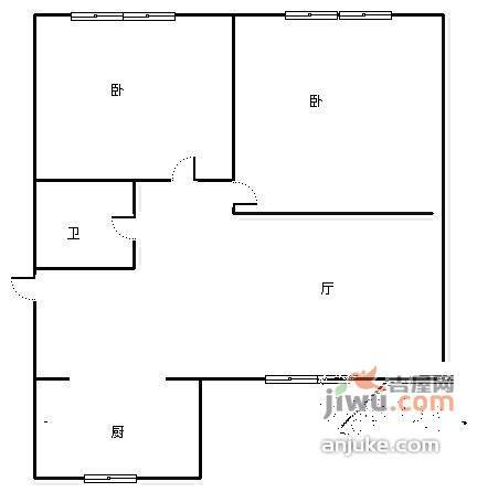 清秀园2室1厅1卫96㎡户型图