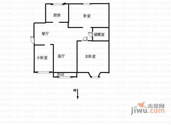燕平家园3室1厅1卫122㎡户型图