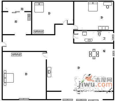 新新公寓2室1厅2卫118㎡户型图