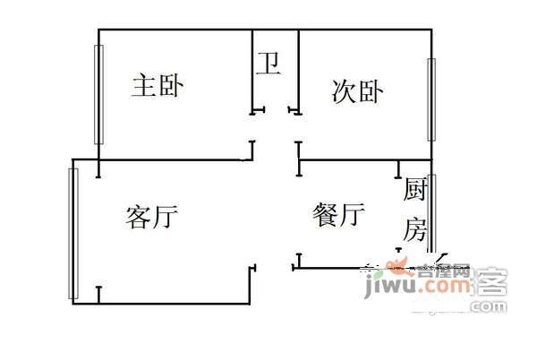 菓岭小镇2室1厅1卫108㎡户型图