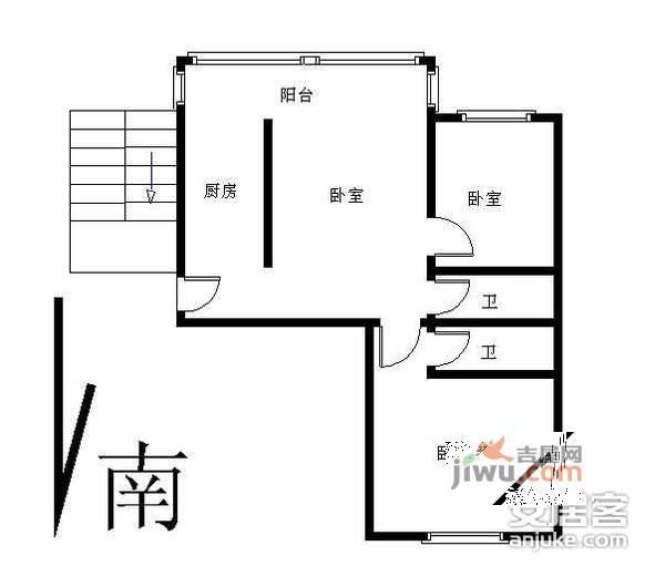 永安路小区2室1厅1卫94㎡户型图