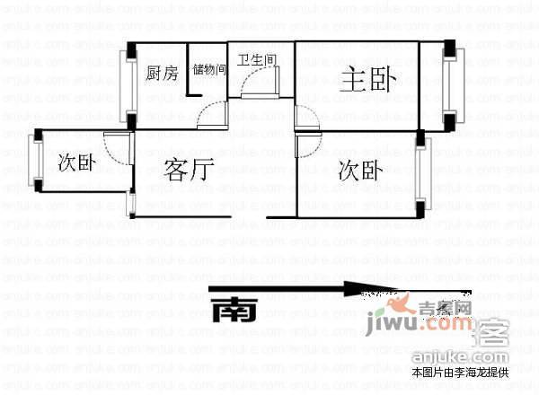 民园小区3室1厅1卫100㎡户型图