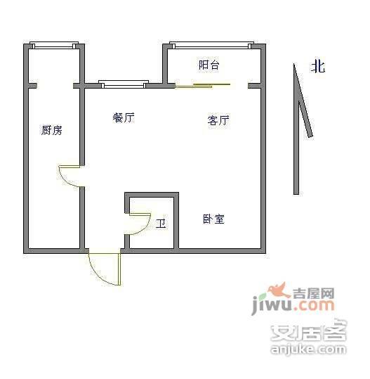 民园小区1室1厅1卫54㎡户型图