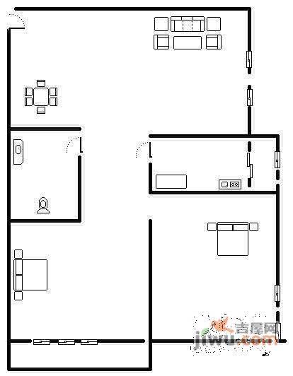 上坡嘉园2室1厅1卫户型图