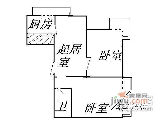 上坡嘉园2室1厅1卫户型图