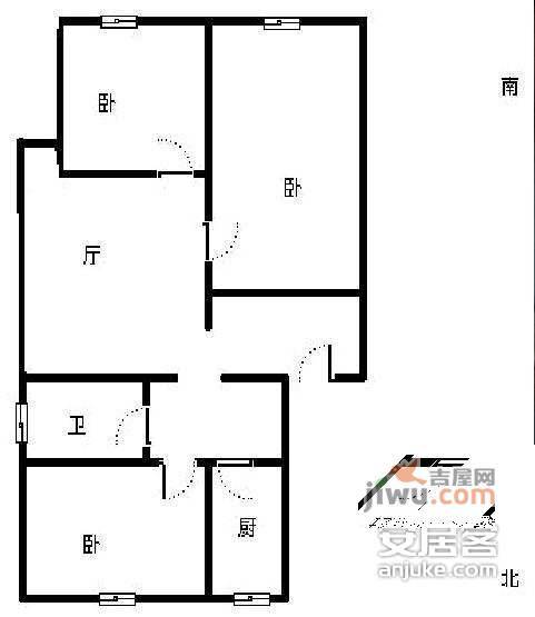 华龙苑中里3室1厅1卫117㎡户型图