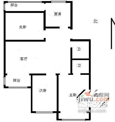 慧龙居3室1厅2卫125㎡户型图