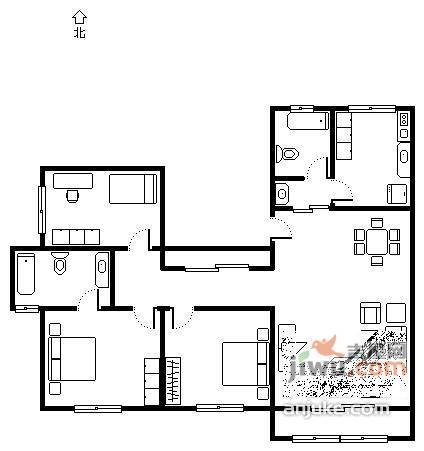 北亚花园3室2厅1卫148㎡户型图