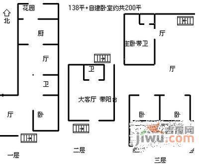 王府花园3室2厅3卫220㎡户型图