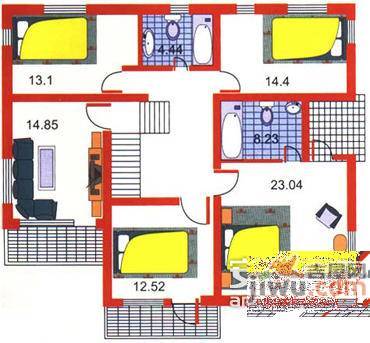 王府园中园4室2厅3卫户型图