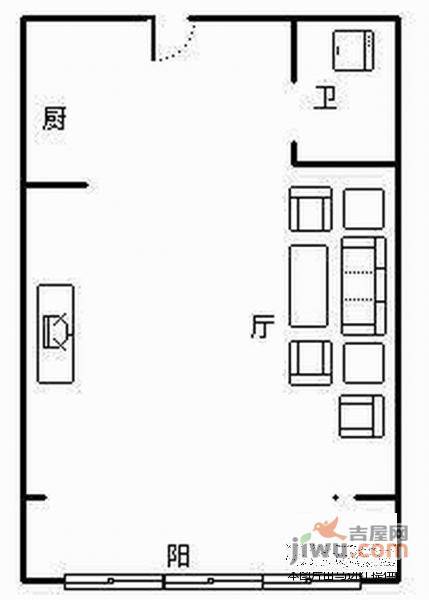 龙德广场1室1厅1卫68㎡户型图