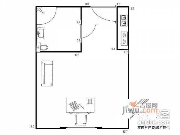 龙德广场1室1厅1卫68㎡户型图