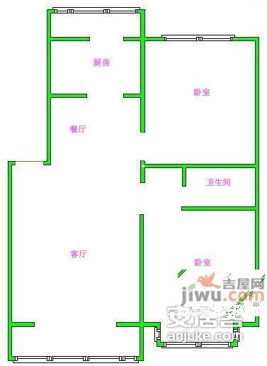 回南家园2室2厅1卫97㎡户型图